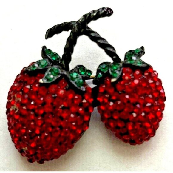 Weiss Strawberry Lapel Brooch Pin Vintage - Picture 9 of 12